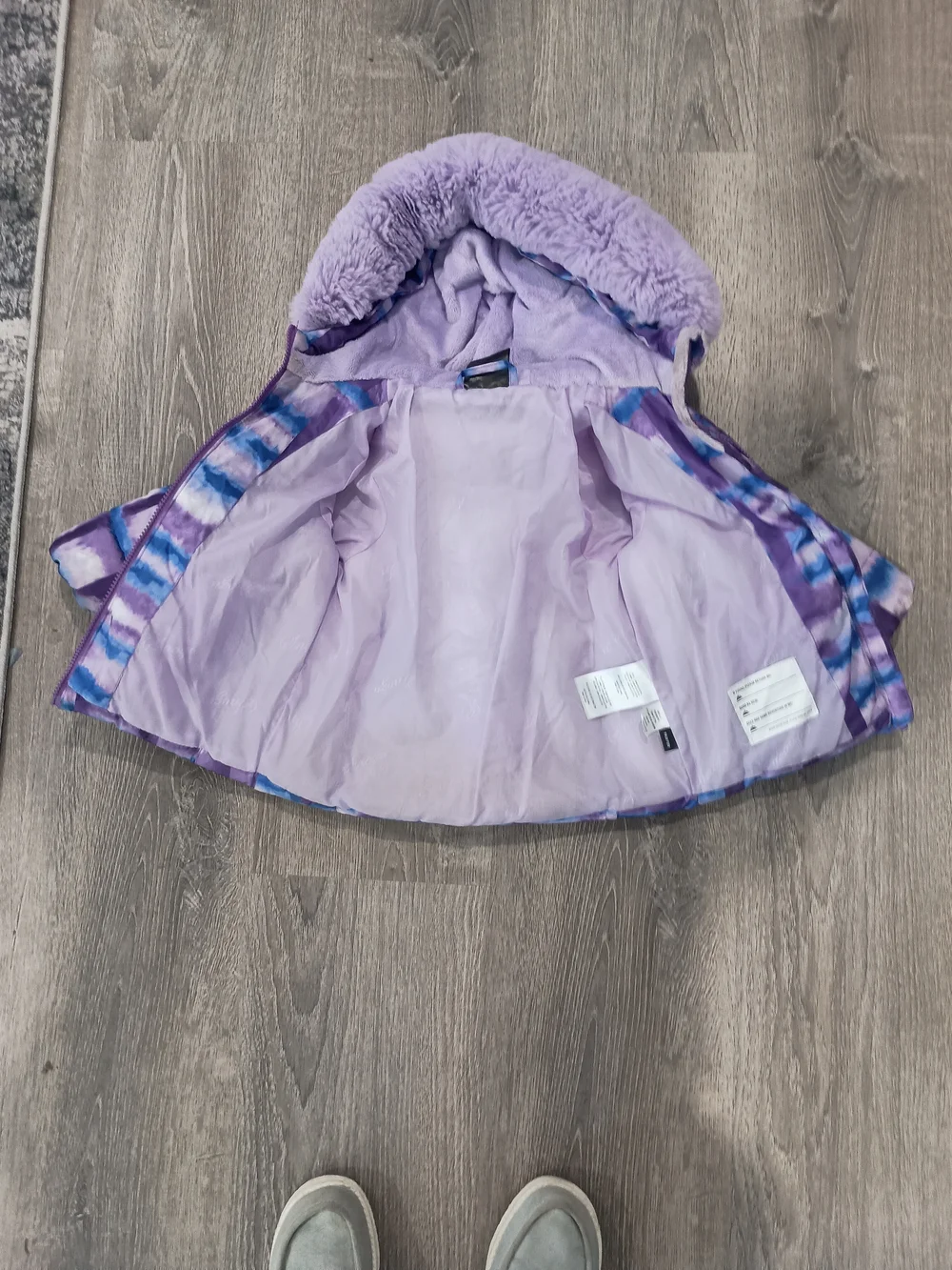 Snozu Lavender & Blue Tie-Dye Hooded Puffer Jacket